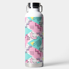 Botella De Agua Memphis de 80's Turquesa rosa activo