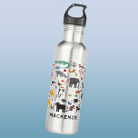 Botella De Agua Menagerie personalizada<br><div class="desc">Todo tipo de animales divertidos y vida salvaje para los amantes de los animales y los veterinarios de todo el mundo. Animales safari,  jungla,  granja,  aves,  mascotas y vida salvaje. Un monstruo parece haberse colado también. Arte original de Nic Squirrell. Cambie o elimine el nombre que desea personalizar.</div>