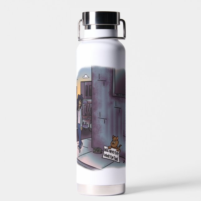 Botella De Agua Mendigando gato (Atrás)