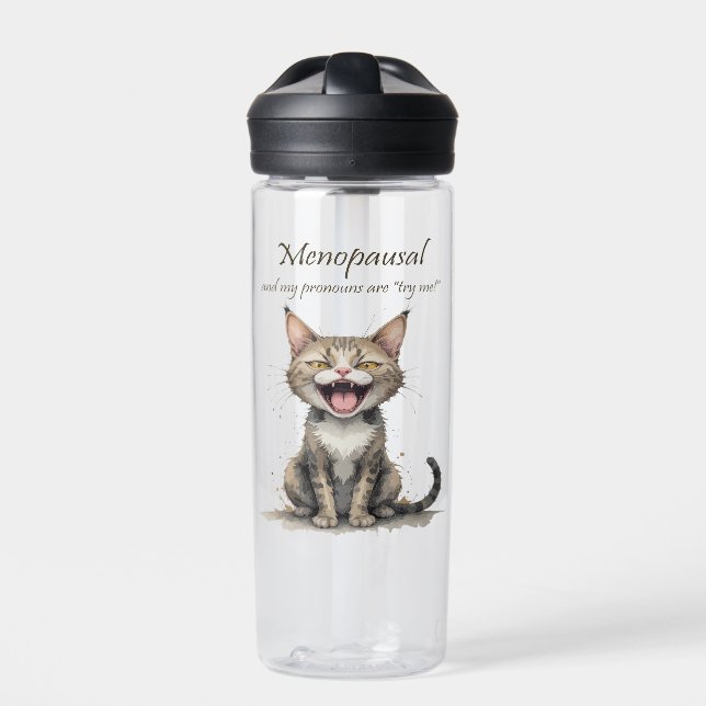 Botella De Agua Menopause Humor Stressed Angry Cat (Delante)