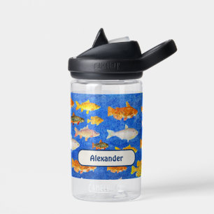 Botella De Agua Menores Nombre personalizado Peces con temática ma