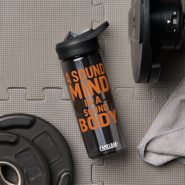 Botella De Agua Mente sana Cuerpo sano Motivación del agua (Gimnasio (girado))