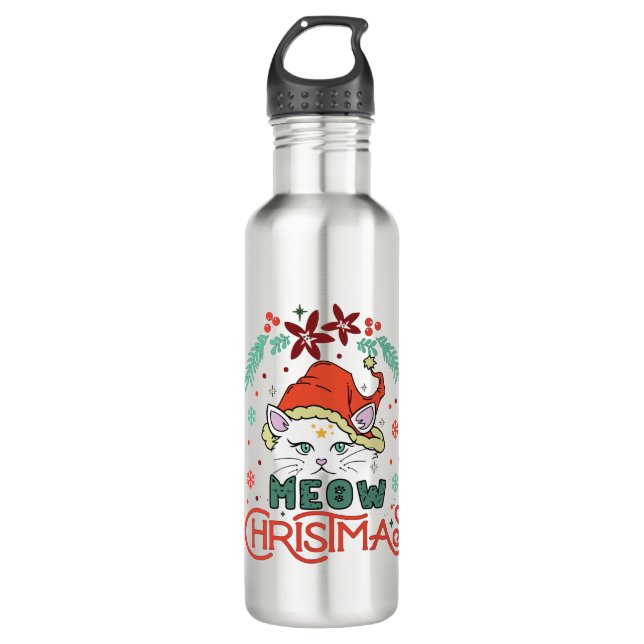 Botella De Agua Meow Navidades, Feliz Navidad (Anverso)