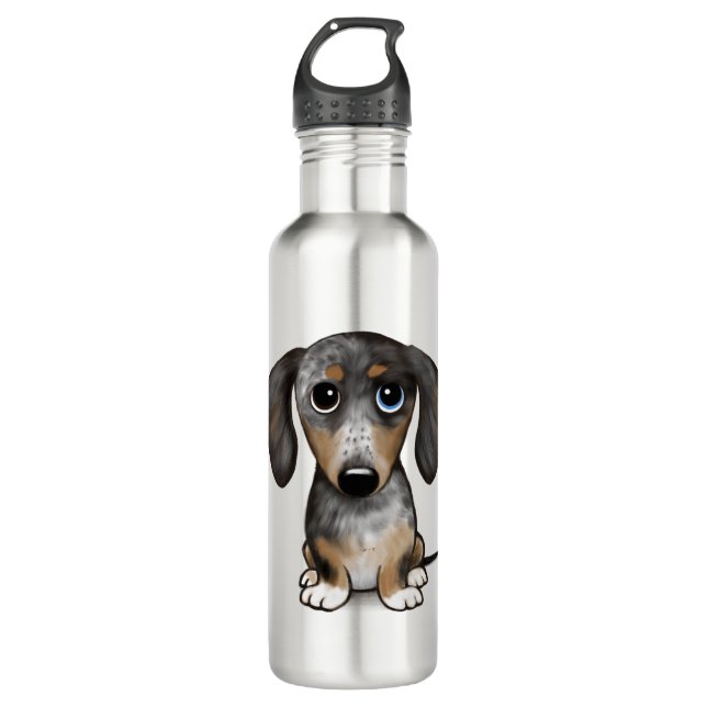 Botella De Agua Merle Dapple Dachshund Cute Wiener Dog (Anverso)