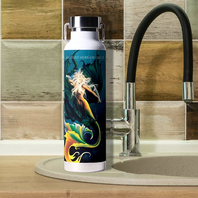 Botella De Agua Mermaid Dragon Fantasy Blue (Subido por el creador)