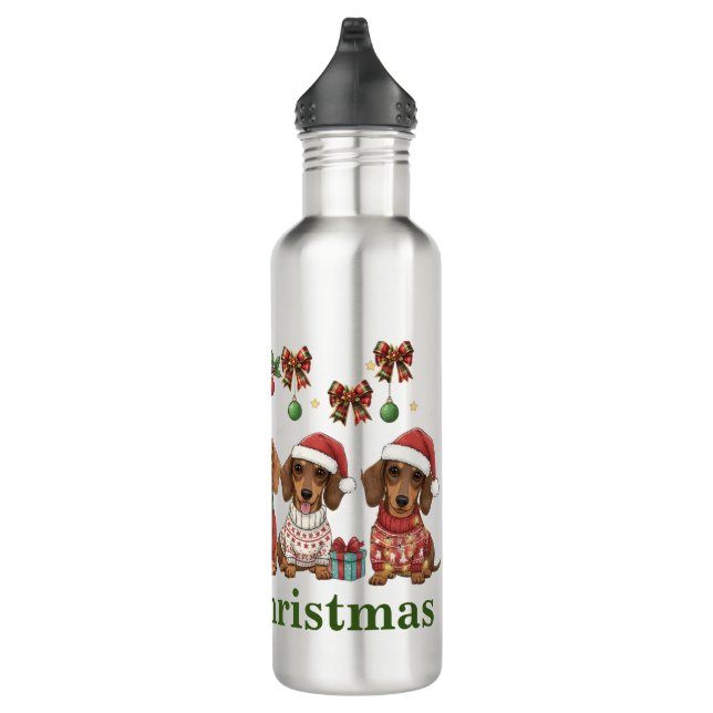 Botella De Agua Merry Christmas Dachshunds  (Derecha)