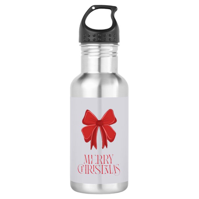 Botella De Agua Merry Christmas Water Bottle – Bow Holiday Style (Anverso)