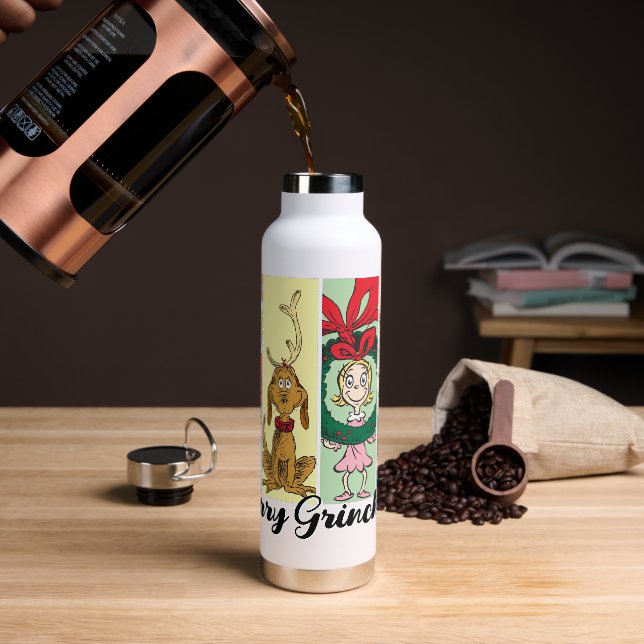 Botella De Agua Merry Grinchmas Holiday Collage (Café)