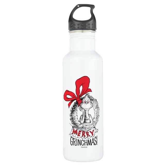 Botella De Agua Merry Grinchmas Wreath Grinch (Anverso)