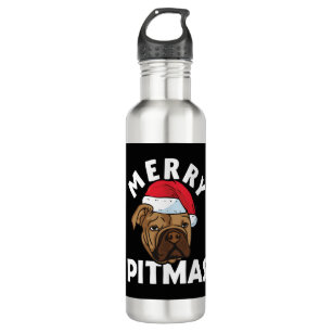 Botella De Agua Merry Pitmas Pitbull Perro Navidades feos Sweater
