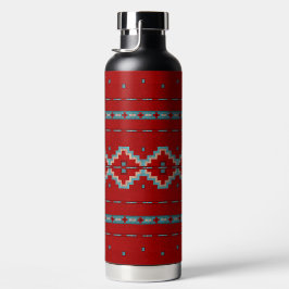 Botella De Agua Mesas del Suroeste Rojo y Turquesa