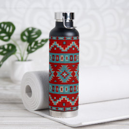 Botella De Agua Mesas del Suroeste Turquesa y Rojo
