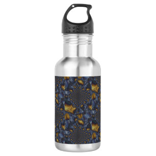 Botella De Agua Metalizado de fundición azul dorada y plateada