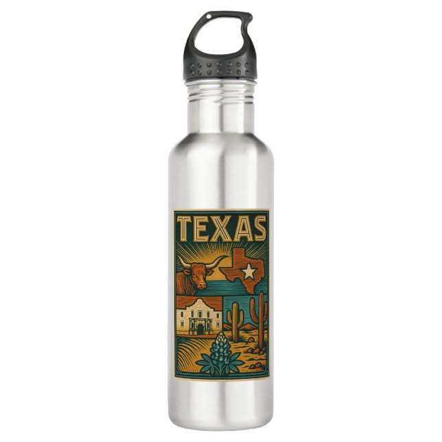 Botella de agua Metalizado de Texas - Acero inoxid (Anverso)