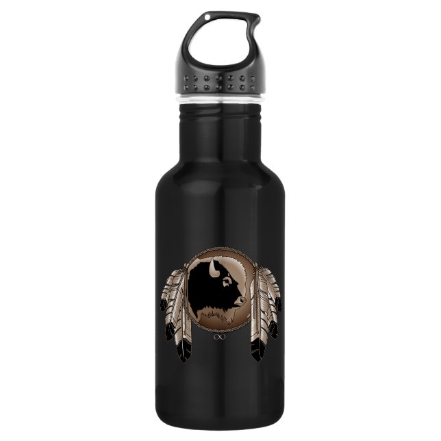 Botella De Agua Metis Spirit Búfalo Arte Nativo (Anverso)