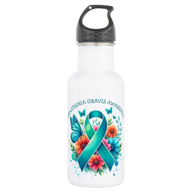 Botella De Agua MG Conciencia | Miastenia Gravis Ribbon (Anverso)