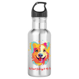 Botella De Agua Mi corazón le pertenece a mi Mascota