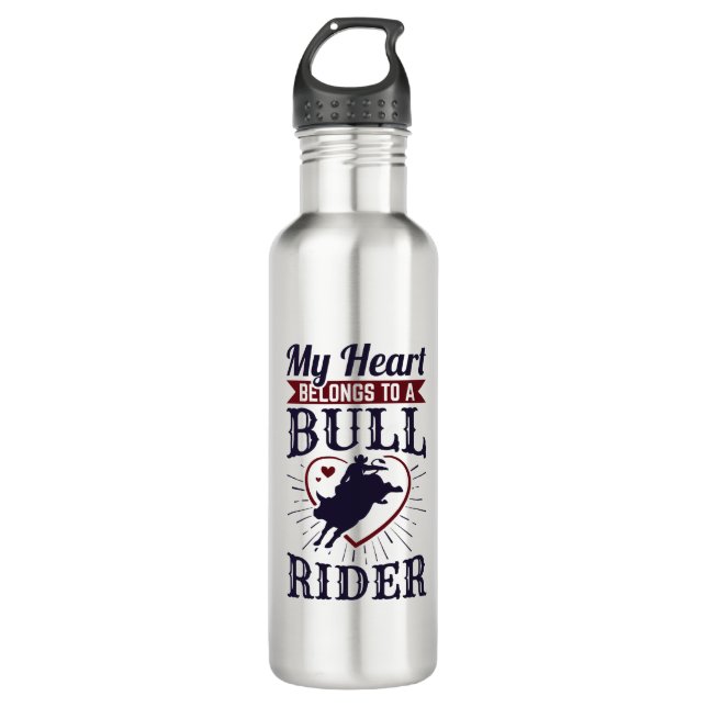 Botella De Agua Mi Corazón Pertenece a un Bull Rider (Anverso)