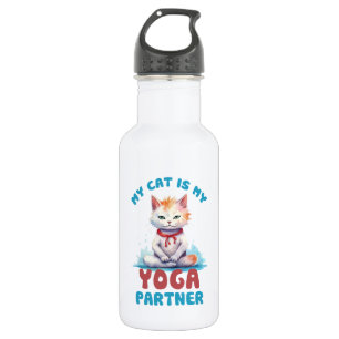 Botella De Agua Mi Gato Es Mi Socio De Yoga (2)