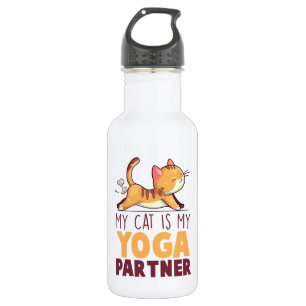 Botella De Agua Mi Gato Es Mi Socio De Yoga - Estirando Gato