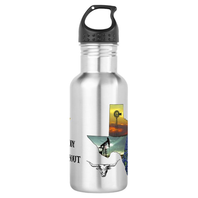 Botella De Agua Mi Texas - Mapa ilustrado - personalizable (Anverso)