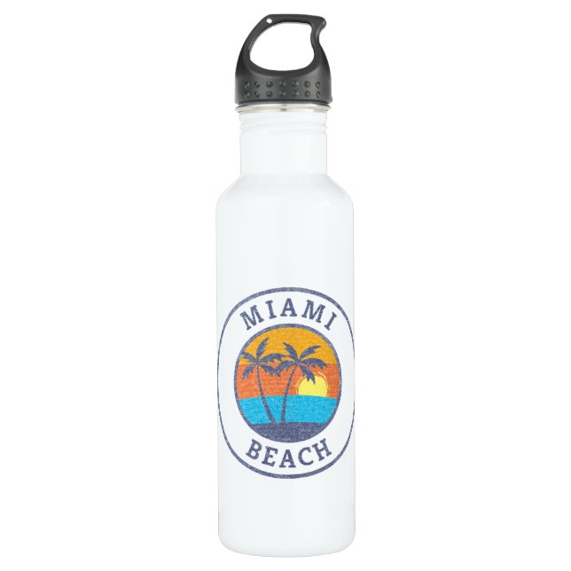Botella De Agua Miami Beach, Florida Faded Classic Style (Anverso)