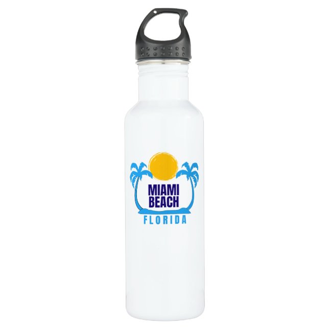 Botella De Agua Miami Beach Florida Water Bottle (Anverso)