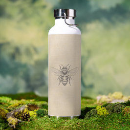 Botella De Agua Miel beige abeja francés campo vintage rústico