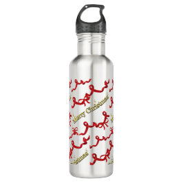 Botella De Agua Mikitiez gothmas ribbon redwhite candycane x'mas
