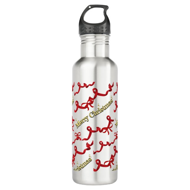 Botella De Agua Mikitiez gothmas ribbon redwhite candycane x'mas (Anverso)