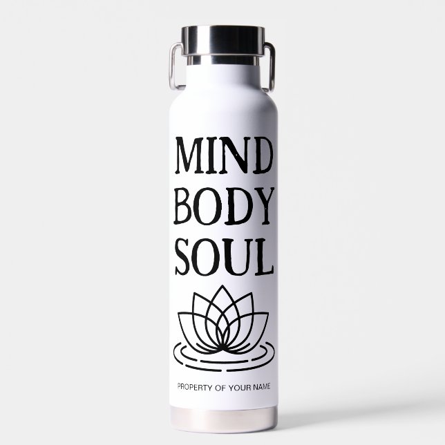 Botella De Agua Mind body soul lotus flor vacío aislado fresco (Delantero)
