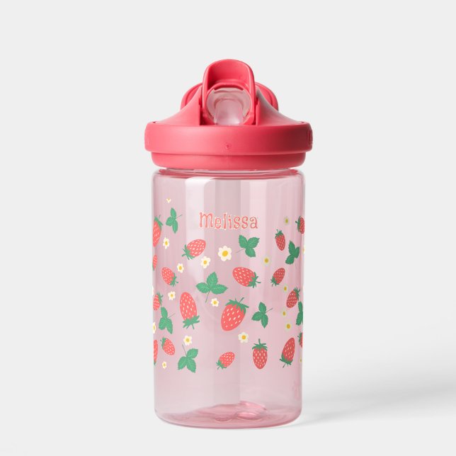 Botella De Agua Mini Flor de fresa personalizada (Delante)