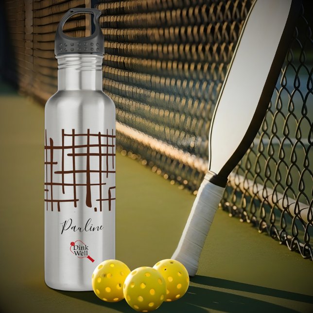 Botella De Agua Minimalist Brown Linework Personalized | Dink Well (Subido por el creador)