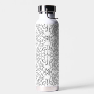 Botella De Agua Minimalist Grey Floral Pattern