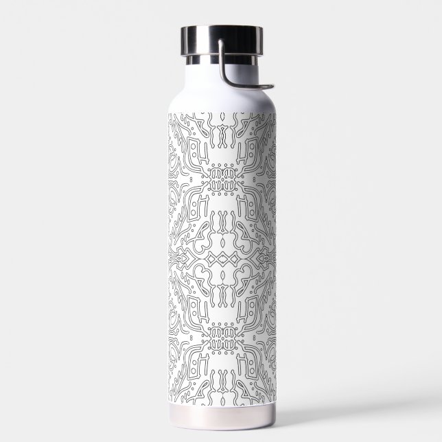 Botella De Agua Minimalist Grey Floral Pattern (Izquierdo)