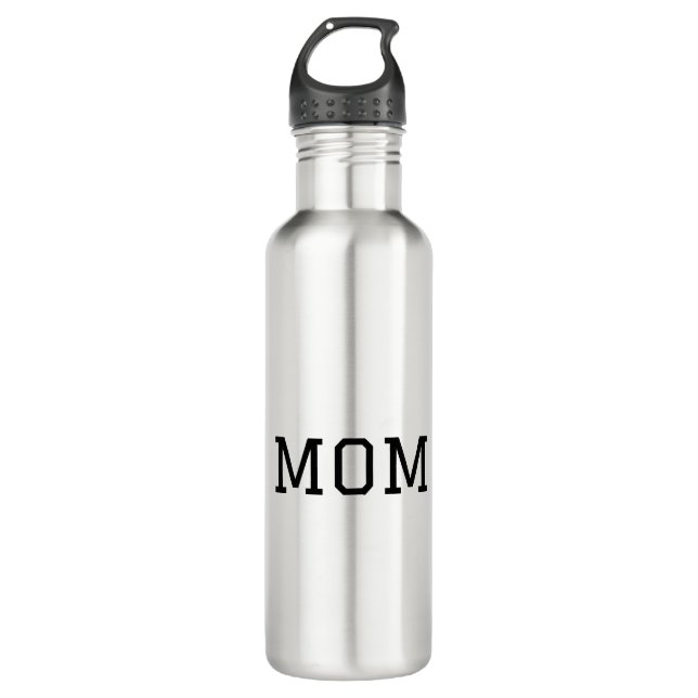Botella De Agua Minimalist "MOM" Black Typography Plain White (Anverso)