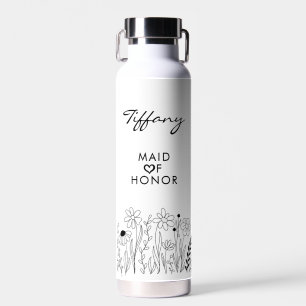 Botella De Agua Minimalista Flor Silvestre Lindo Dama de Honor