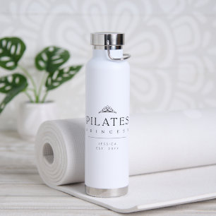 Botella De Agua Minimalista Princesa de Pilates Negra y Blanca Per