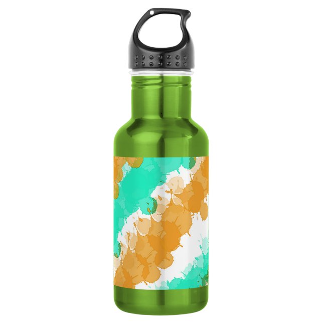 Botella De Agua Mint y Naranja Bright Splatter (Anverso)