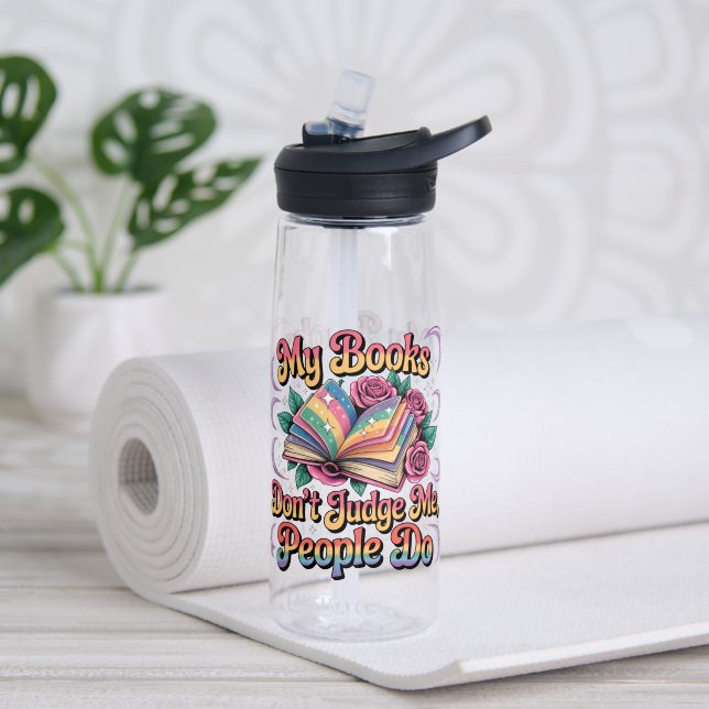 Botella De Agua Mis Libros No Me Juzgan... (Yoga (girado))