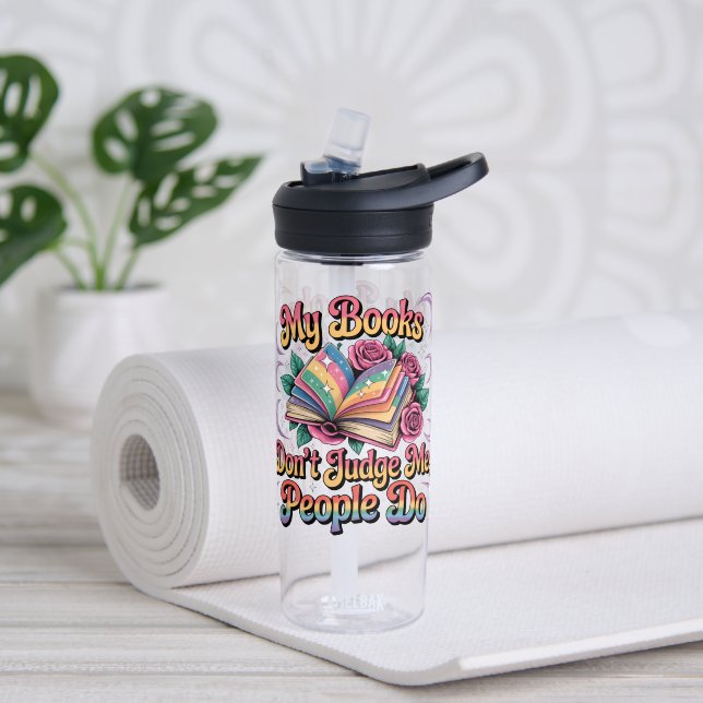 Botella De Agua Mis Libros No Me Juzgan... (Yoga (girado))