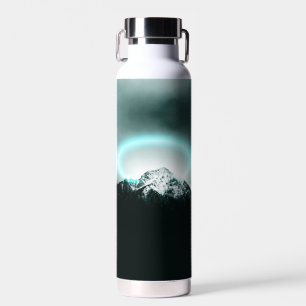 Botella De Agua Misteriosa luz de neón azul de montaña nevada