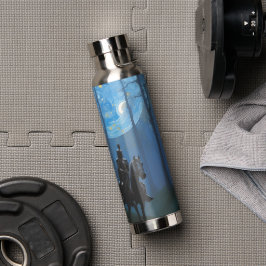 Botella De Agua Misterioso caballero negro en la selva lunar