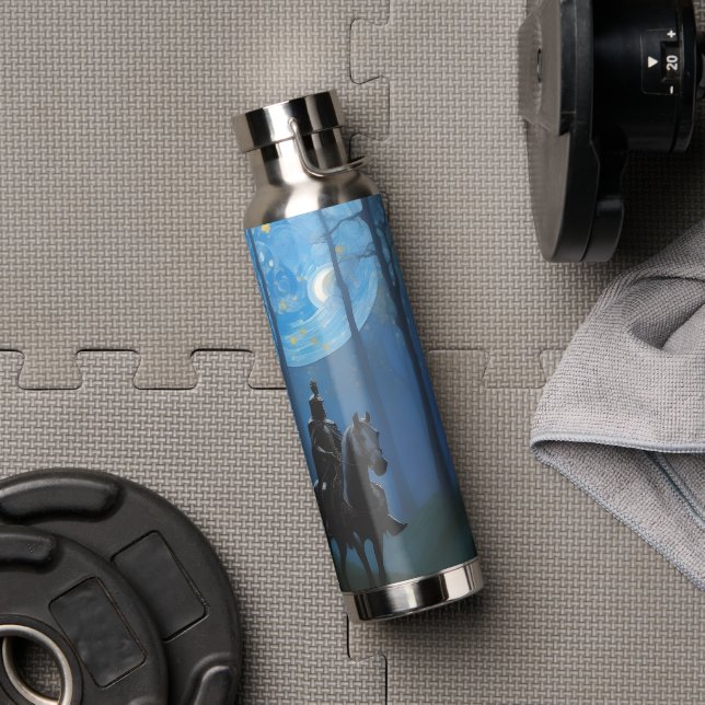 Botella De Agua Misterioso caballero negro en la selva lunar (Gimnasio)