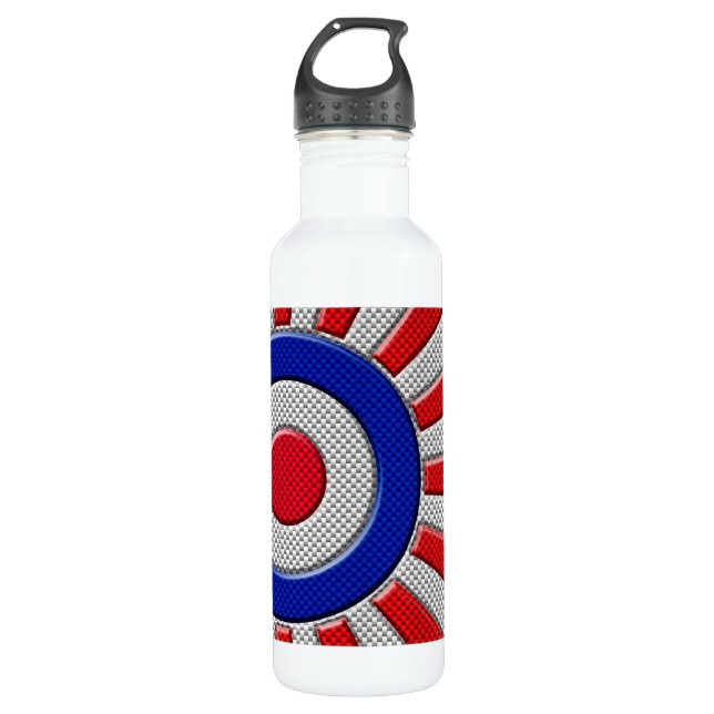 Botella De Agua Mod Roundel Sunburst Design en estilo de fibra de  (Anverso)