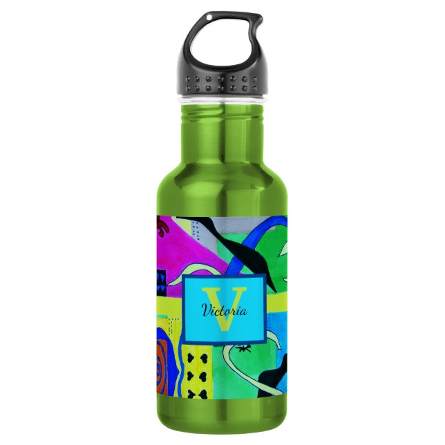 Botella De Agua Moda Amarilla Resumen De Inspiración De Matisse (Anverso)
