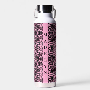 Botella De Agua Moda Bubblegum Patrón Geométrico Rosa y Negro