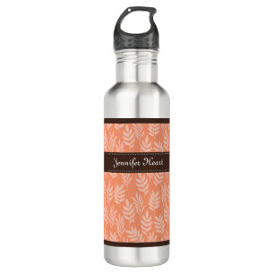 Botella De Agua Moda Cadmio Naranja Elegante Patrón y nombre de ho