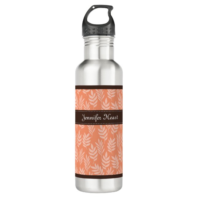 Botella De Agua Moda Cadmio Naranja Elegante Patrón y nombre de ho (Anverso)