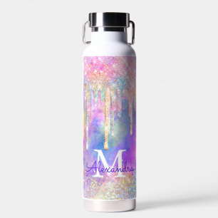 Botella De Agua Moda colorido unicornio purpurina de goteo monogra